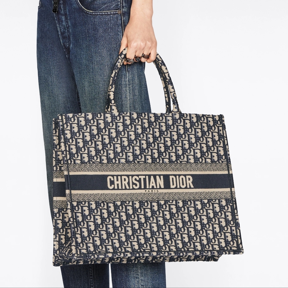 Christian Dior Oblique Dior Book Tote Large Blue